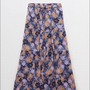 Aerie Chiffon Midi Skirt Somber Blue Size Large